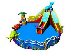 Interactive Inflatable Inflatable Water Park with Dolphin Water Slide