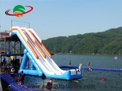 Customize Commercial Floating Giant Inflatable Aqua Water Park Flying Slide For Sale